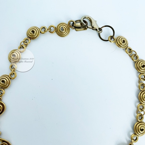 Baroque Faux Pearl Necklace Gilt Scroll Chain by Stephanie Lake Design Vintage - Picture 7 of 9